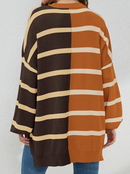 Striped Round Neck Long Sleeve Sweater