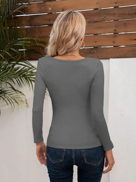 Asymmetrical Neck Long Sleeve T-Shirt