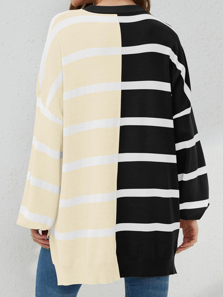 Striped Round Neck Long Sleeve Sweater