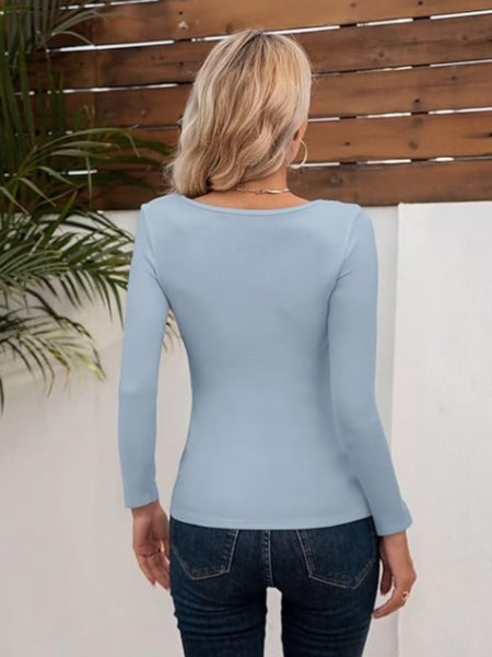 Asymmetrical Neck Long Sleeve T-Shirt