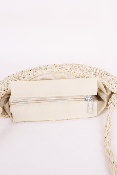 Tassel Straw Braided Strap Shoulder Bag