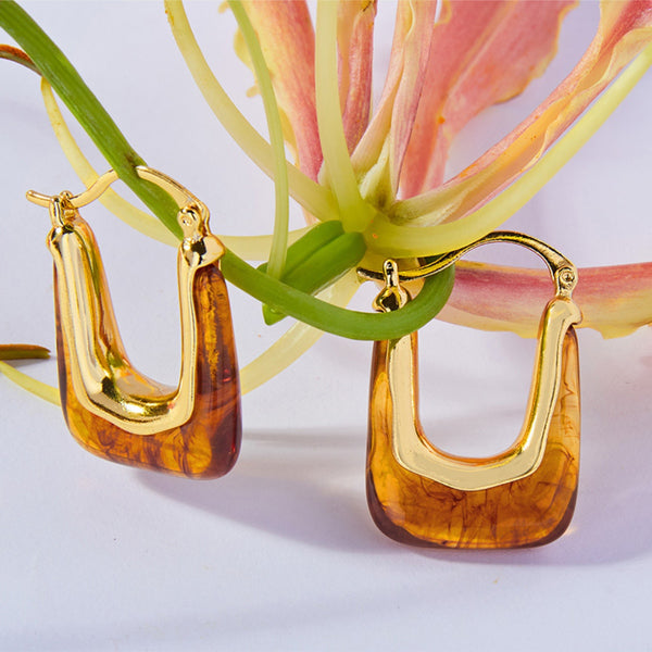 Resin Copper U Shape Earrings