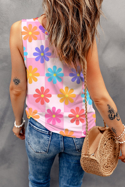 Flower Printed Round Neck Tank