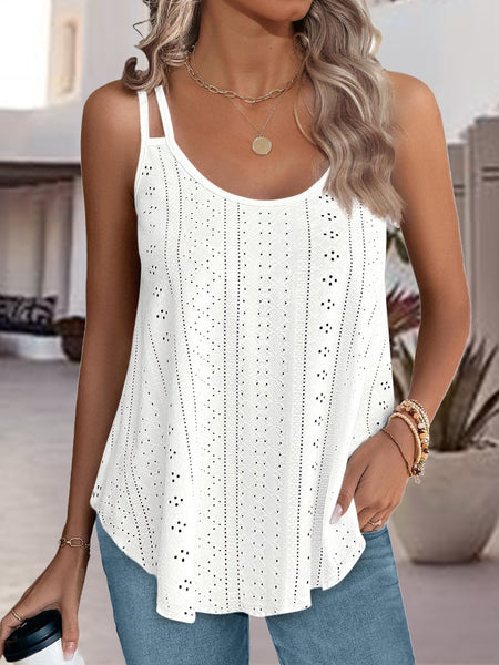 Eyelet Scoop Neck Spaghetti Strap Cami