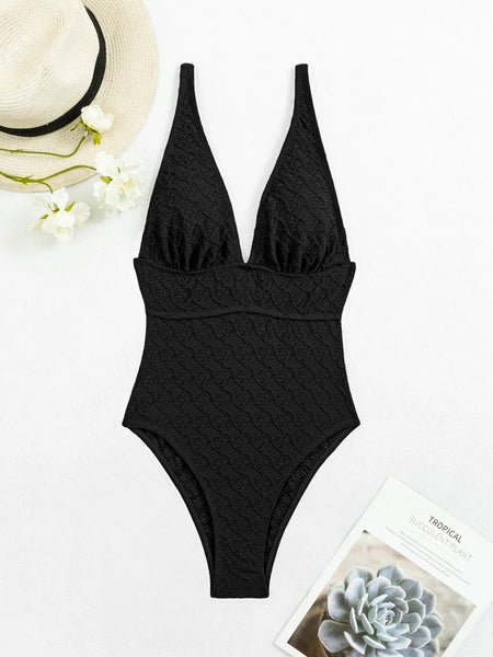 Backless V-Neck Sleeveless One-Piece Swimwear