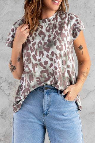 Leopard Print Round Neck Tee