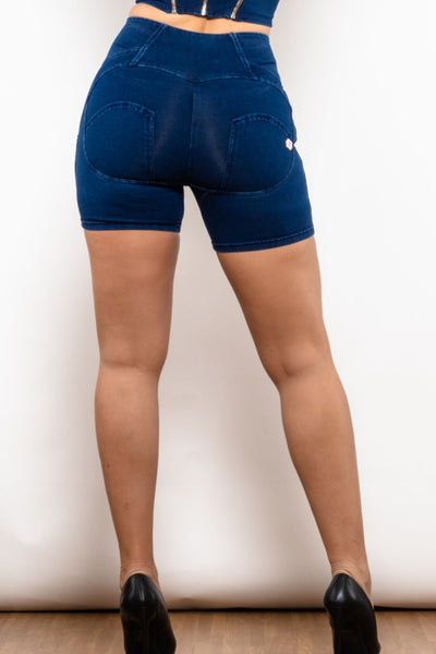 Full Size Side Stripe Zip Closure Denim Shorts