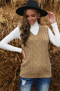 Solid Cable Knit Vest