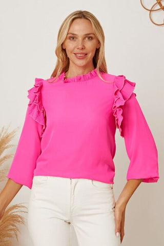 Frill Ruffled Three-Quarter Sleeve Blouse