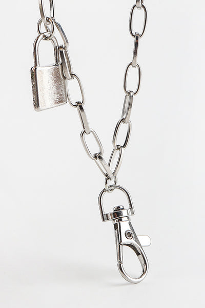 Double Layered Iron Chain Belt with Lock Charm