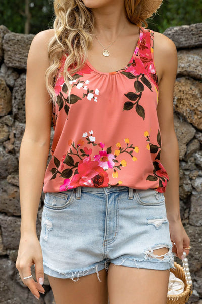 Floral Scoop Neck Tank Top