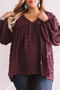 Plus Swiss Dot Babydoll Blouse