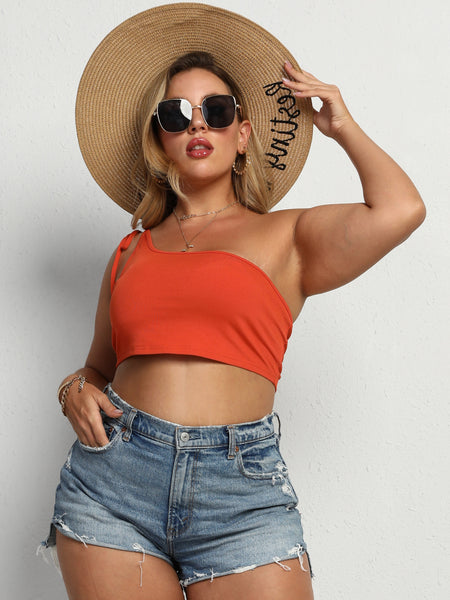 Plus Size One-Shoulder Crop Top