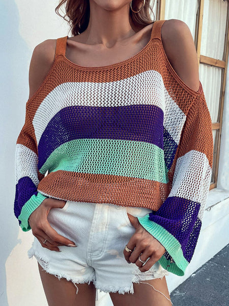 Striped Cold-Shoulder Sweater