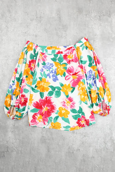 Floral Balloon Sleeve Off-Shoulder Blouse