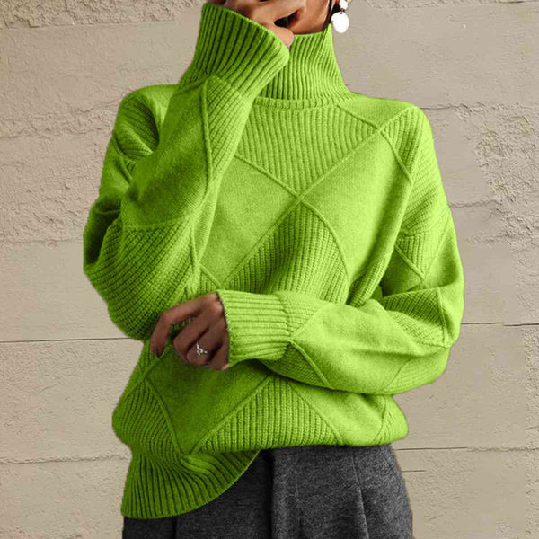 Geometric Turtleneck Long Sleeve Sweater