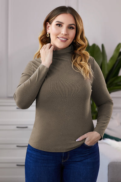 Plus Size Mock Neck Long Sleeve Top