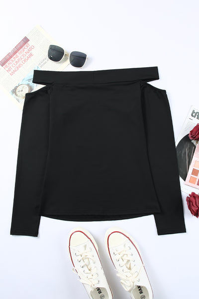 Cutout Off-Shoulder Long Sleeve Top