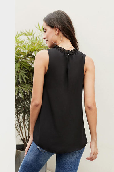 Ruffle Trim Neckline Tank Top