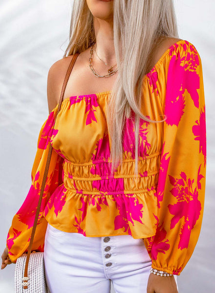 Floral Off-Shoulder Peplum Blouse