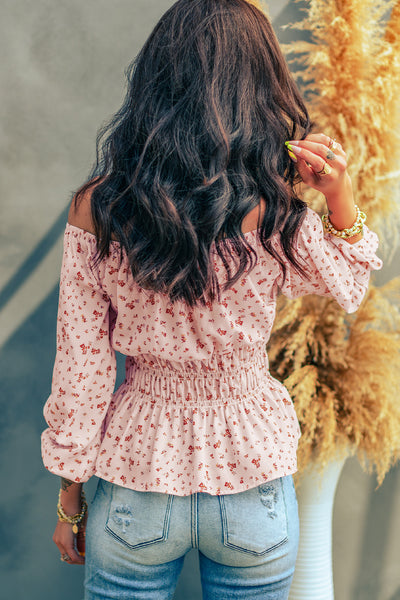 Ditsy Floral Off-Shoulder Peplum Blouse