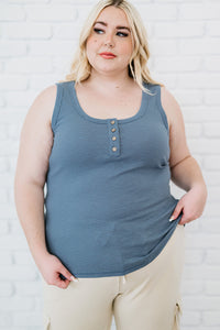 Plus Size Quarter Button Ribbed Tank