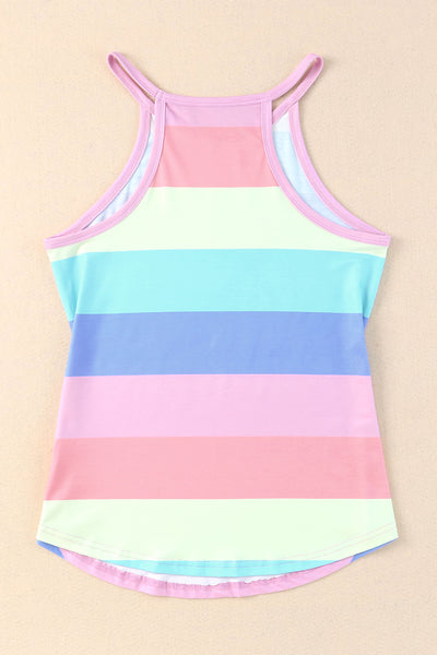 Striped Curved Hem Tank