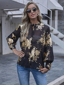 Floral Print Balloon Sleeve Shirt