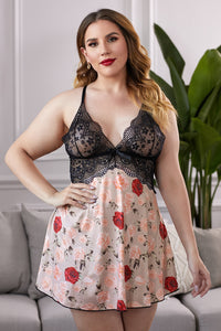 Lace Bra Splicing Floral Babydoll