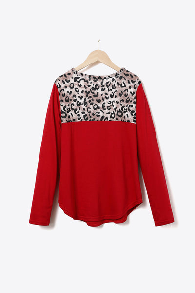 Leopard Cutout Curved Hem Top