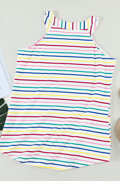 Colorful Striped Halter Tank Top