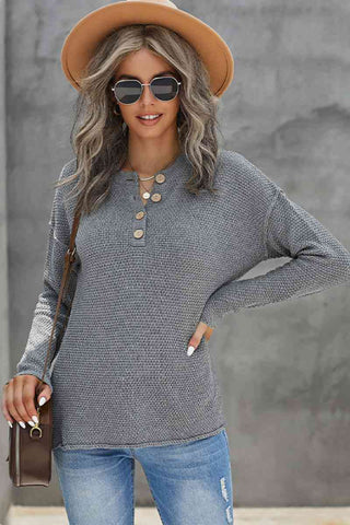 Solid Button Up Sweater Top
