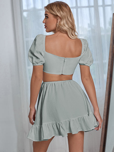 Cutout Ruffle Hem Mini Dress