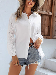 Eyelet Long Sleeve Shirt