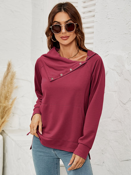 Raglan Sleeve Slit High-Low Sweatshirt