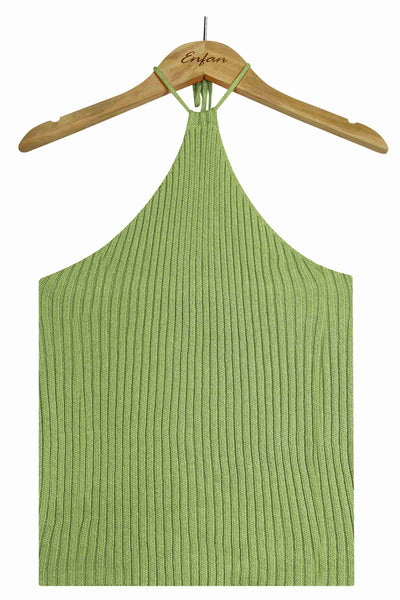 Ribbed Halter Neck Knit Top