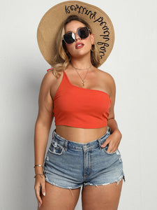 Plus Size One-Shoulder Crop Top