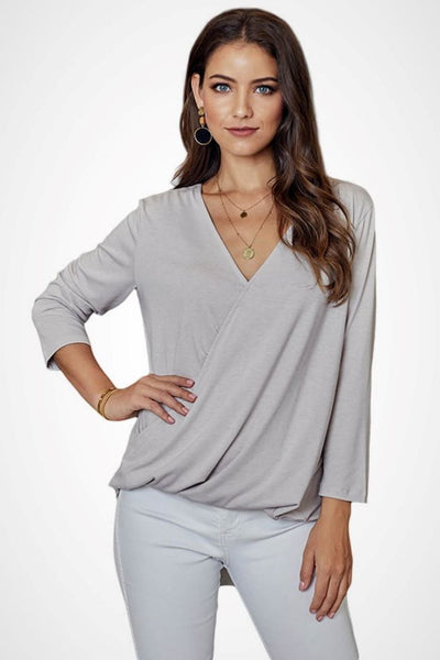 Surplice Wrap High-low Hem Top