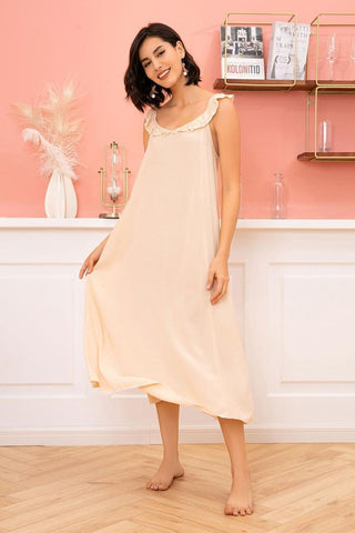 Ruffled V-Neck Night Dress