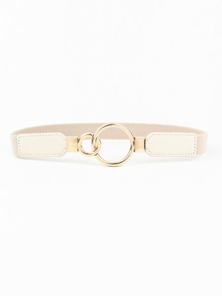 Double Ring Buckle Elastic PU Belt