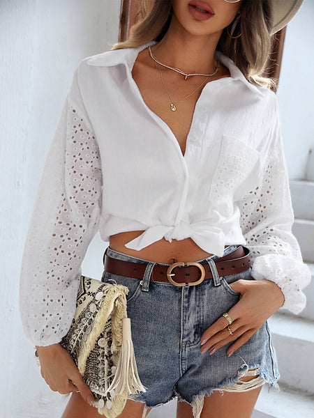 Eyelet Long Sleeve Shirt