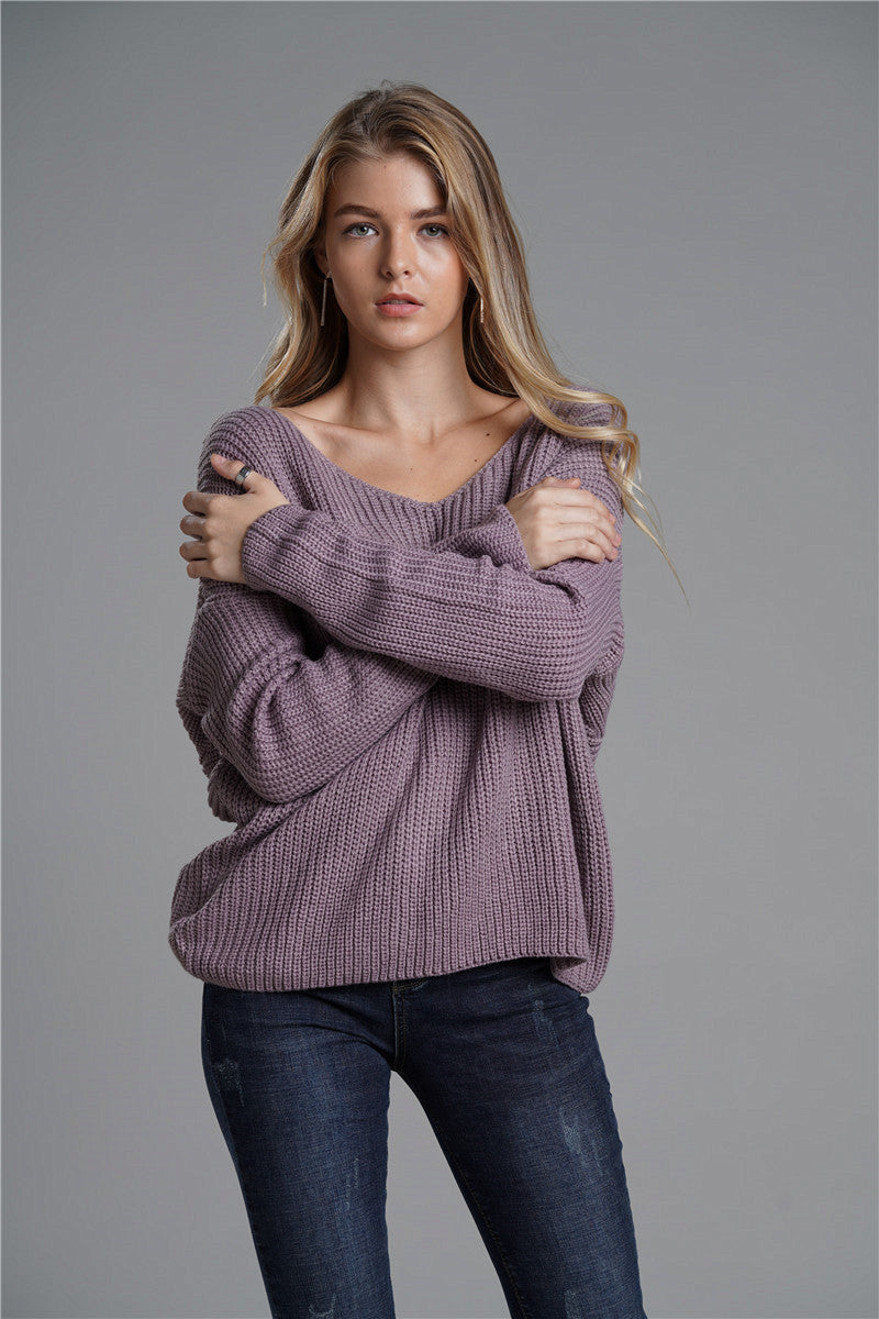 Twist Detail Rib-Knit Reversible Sweater