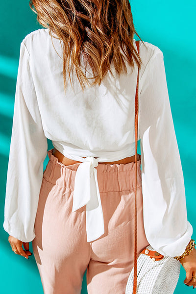 Deep V Tie Back Cropped Top