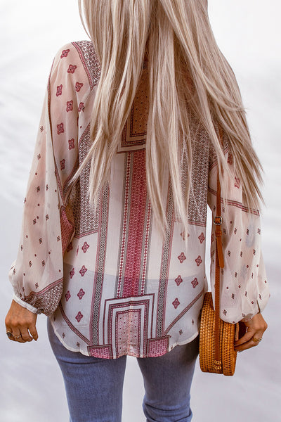 Bohemian Tassel Balloon Sleeve Blouse