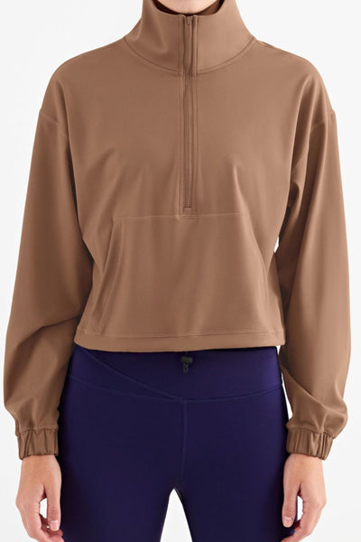 Half-Zip Dropped Shoulder Sports Top