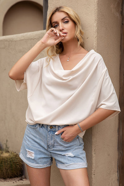 Cowl Neck Batwing Sleeve Top