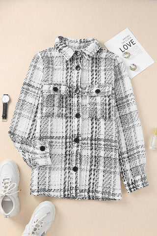 Plaid Pocketed Long Sleeve Shirt Jacket