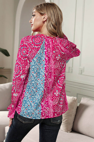 Split Neck Printed Blouse