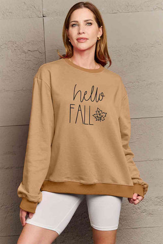 Simply Love Full Size HELLO FALL Graphic Sweatshirt