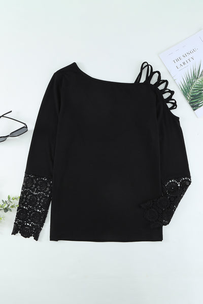 Crisscross Spliced Lace Top